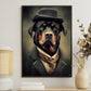 Rottweiler Dog Wear Hat, Rottweiler Dog Victorian Canvas Painting, Victorian Animal Wall Art Decor - Poster Gift For Rottweiler Dog Lovers