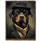 Victorian Rottweiler Fleece Blanket - Gentleman Rottweiler Sherpa Blanket, Woven Blanket Gift For Rottweiler Lovers, Victorian Animal Lovers