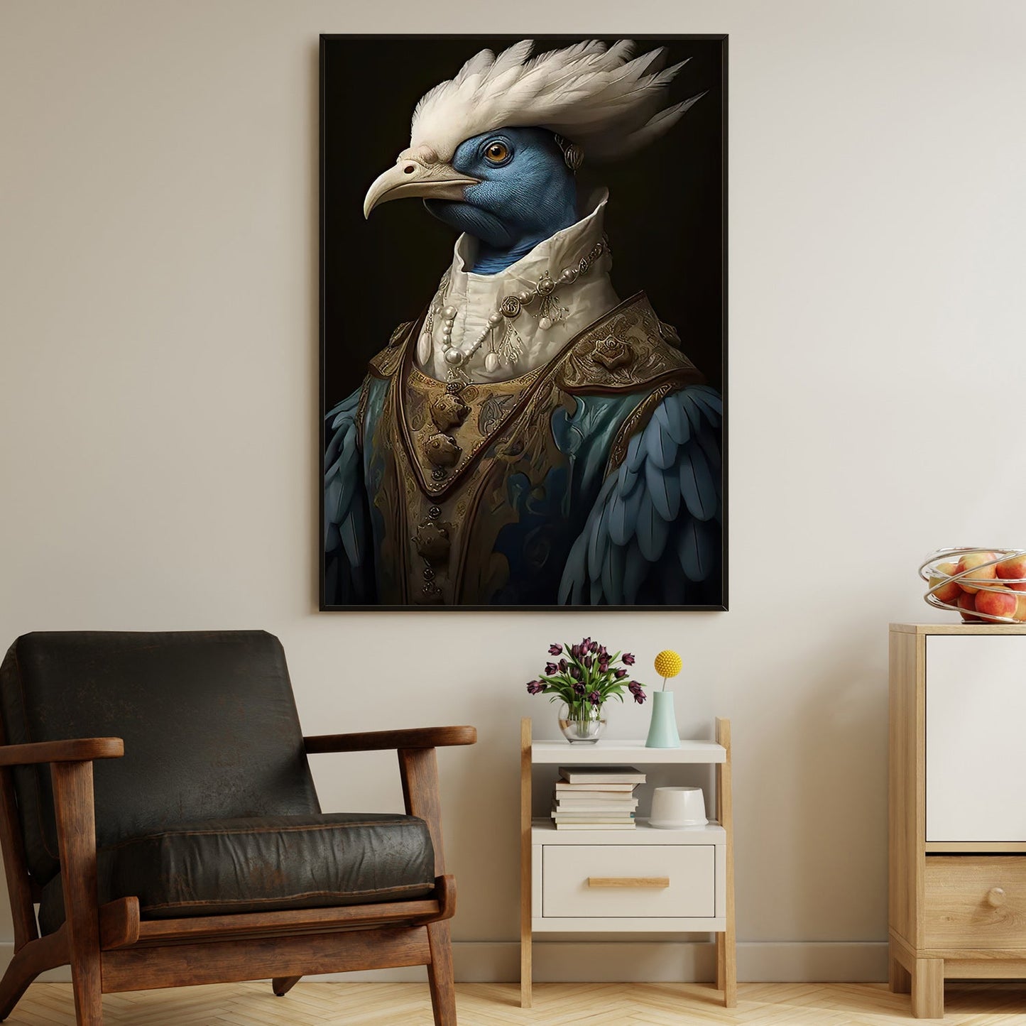 Victorian Peacock In Suit, Peacock Canvas Painting, Victorian Animal Wall Art Decor - Victorian Peacock Poster Gift