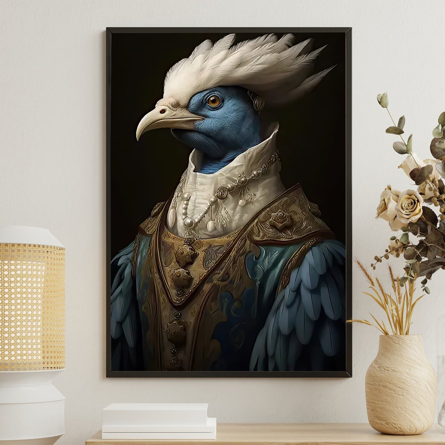 Victorian Peacock In Suit, Peacock Canvas Painting, Victorian Animal Wall Art Decor - Victorian Peacock Poster Gift