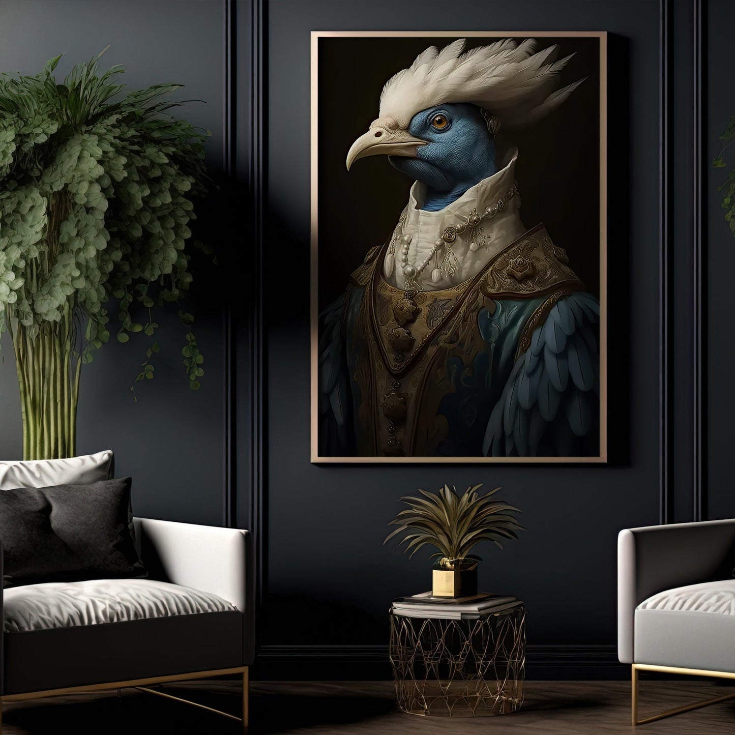 Victorian Peacock In Suit, Peacock Canvas Painting, Victorian Animal Wall Art Decor - Victorian Peacock Poster Gift