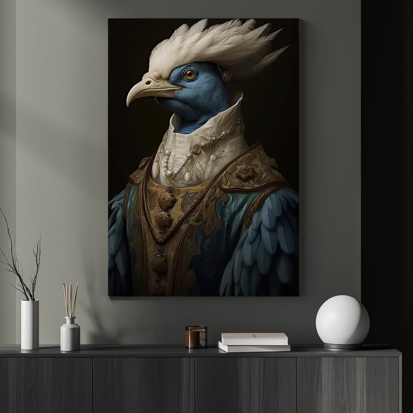 Victorian Peacock In Suit, Peacock Canvas Painting, Victorian Animal Wall Art Decor - Victorian Peacock Poster Gift