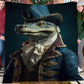 Victorian Crocodile Fleece Blanket - The Aristocratic Crocodile Sherpa Blanket, Woven Blanket Gift For Crocodile Lovers, Victorian Animal Lovers