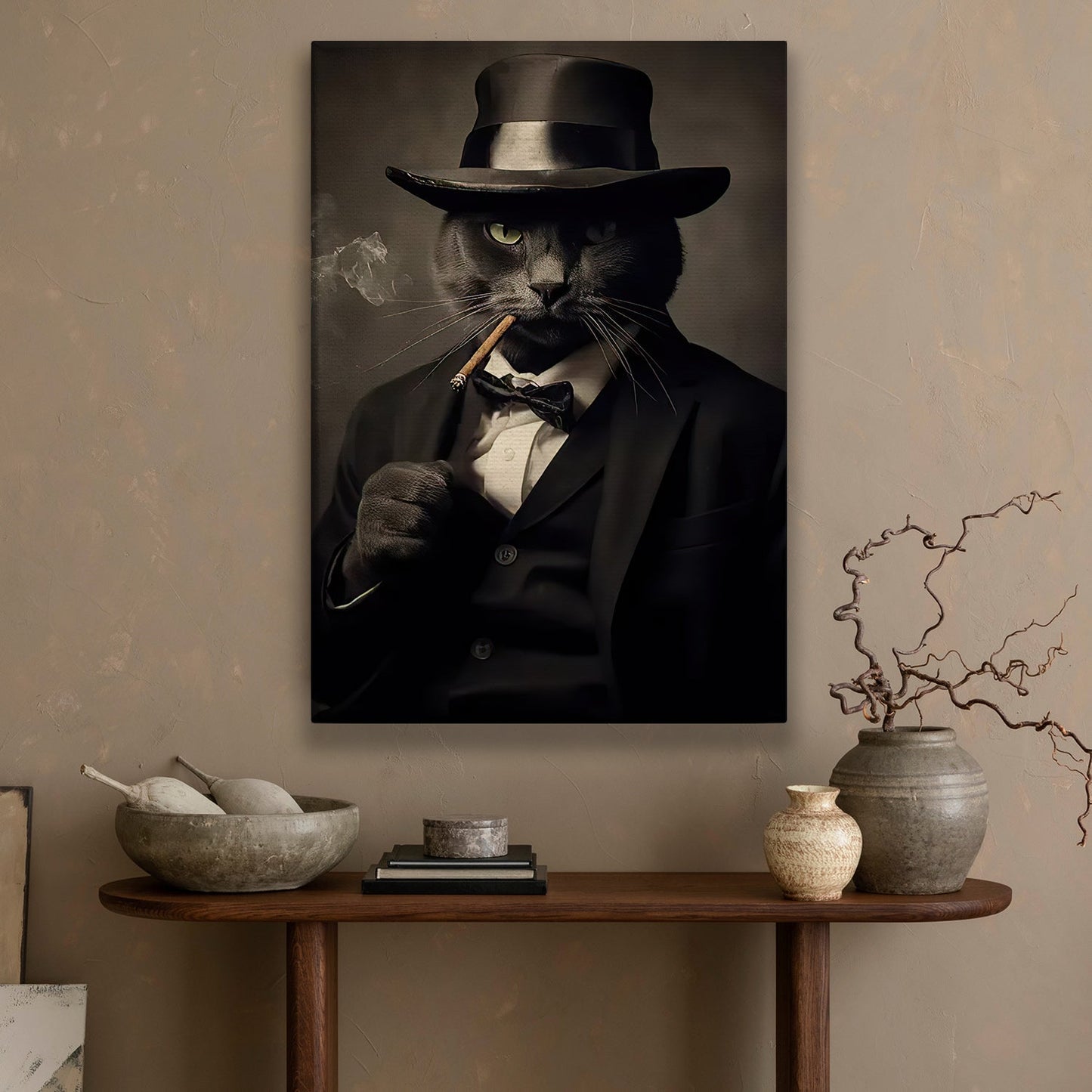 Cool Gentleman Cat In Suit Vest, Victorian Cat Canvas Painting, Victorian Animal Wall Art Decor - Poster Gift For Cat Lovers