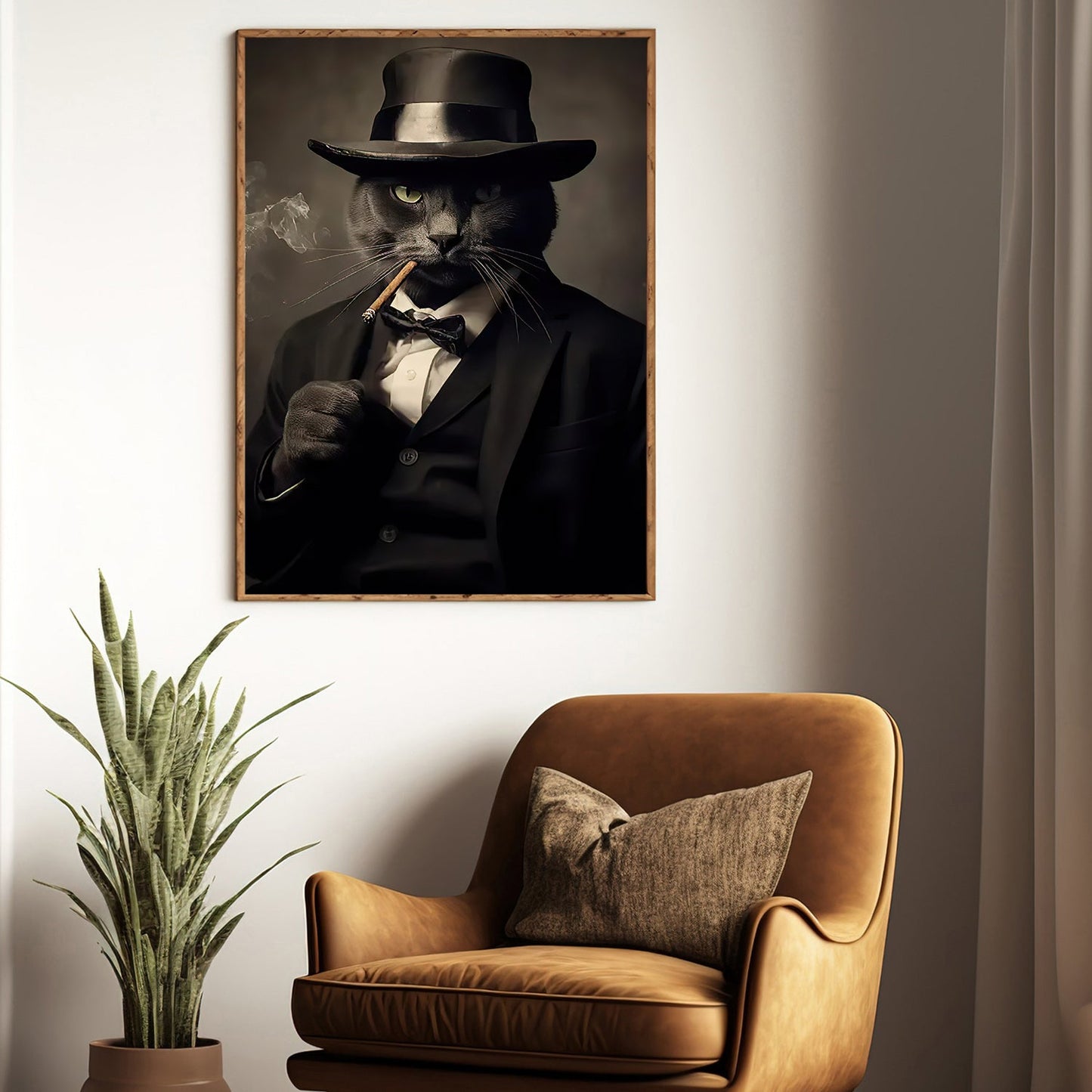 Cool Gentleman Cat In Suit Vest, Victorian Cat Canvas Painting, Victorian Animal Wall Art Decor - Poster Gift For Cat Lovers