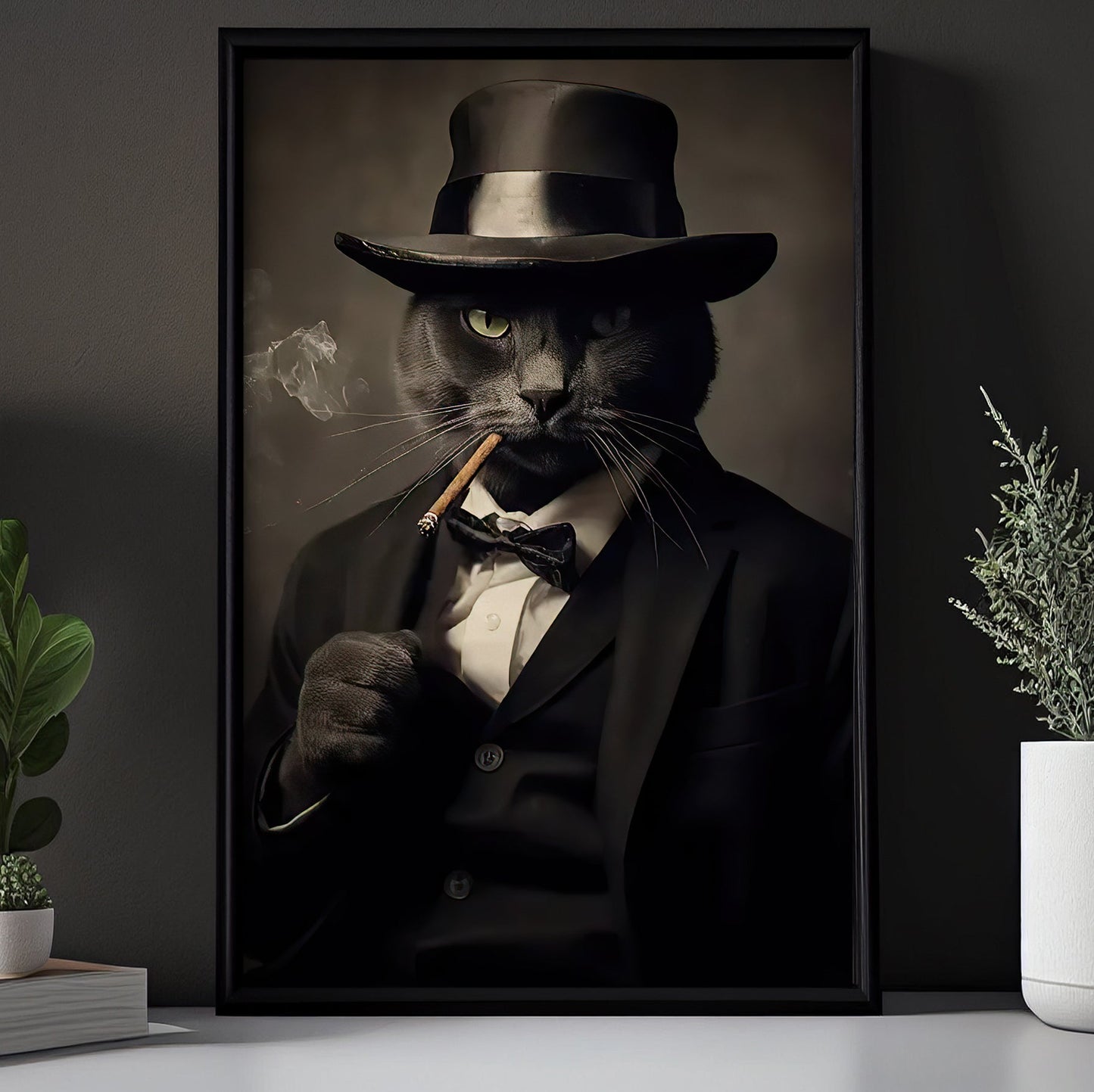 The Dapper Feline Gentleman, Victorian Cat Canvas Painting, Mysterical Wall Art Decor, Poster Gift For Cat Lovers