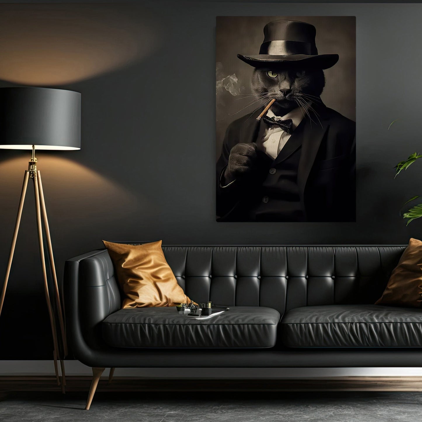 The Dapper Feline Gentleman, Victorian Cat Canvas Painting, Mysterical Wall Art Decor, Poster Gift For Cat Lovers