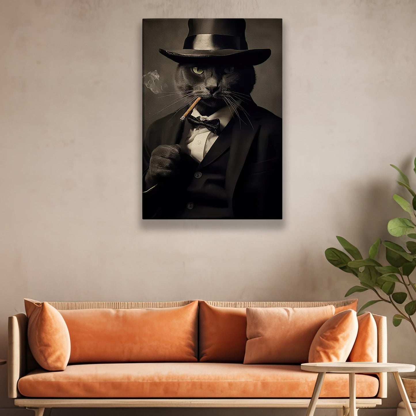 Cool Gentleman Cat In Suit Vest, Victorian Cat Canvas Painting, Victorian Animal Wall Art Decor - Poster Gift For Cat Lovers