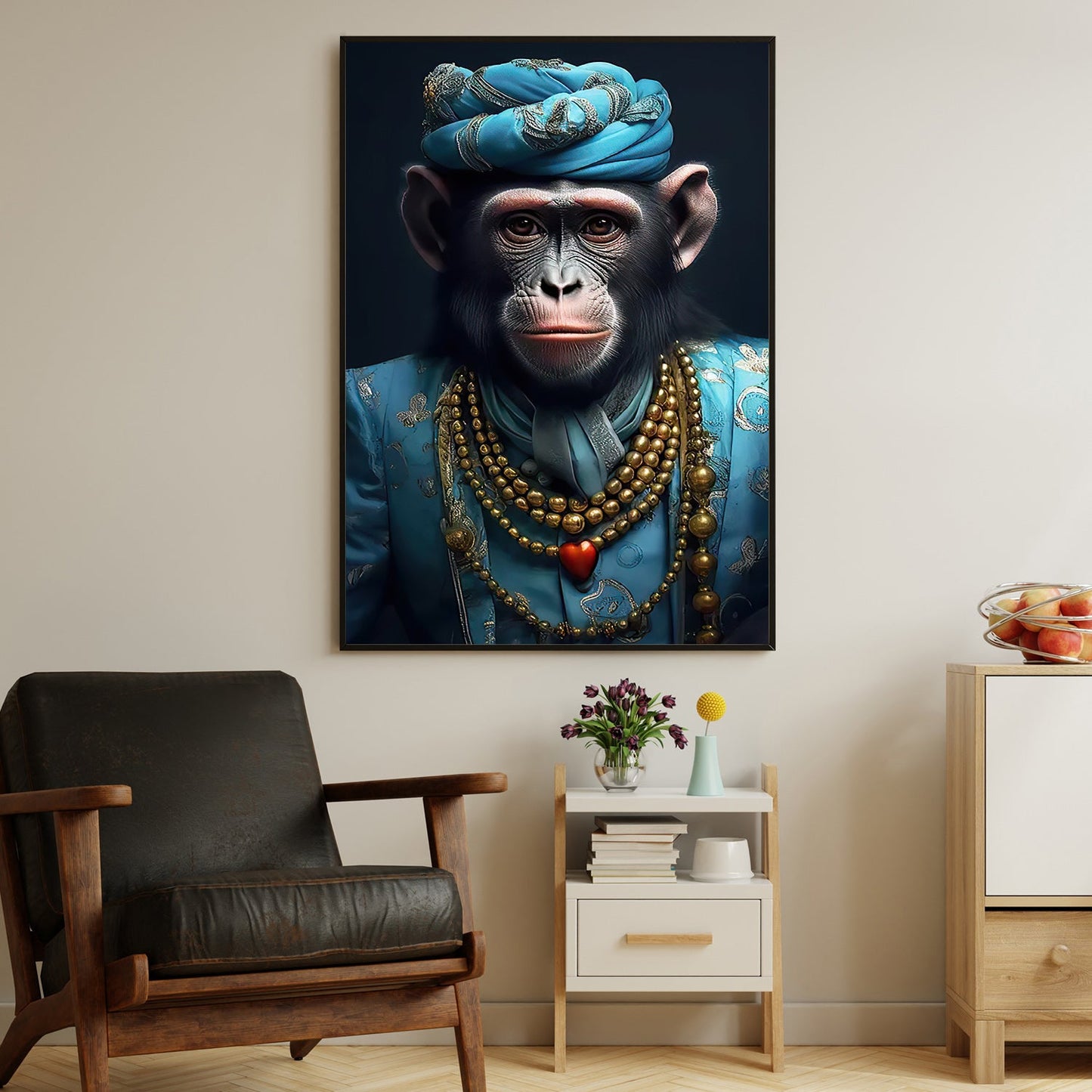 Gentleman Monkey King With Crown, Victorian Monkey Canvas Painting, Victorian Animal Wall Art Decor - Poster Gift For Monkey Lovers