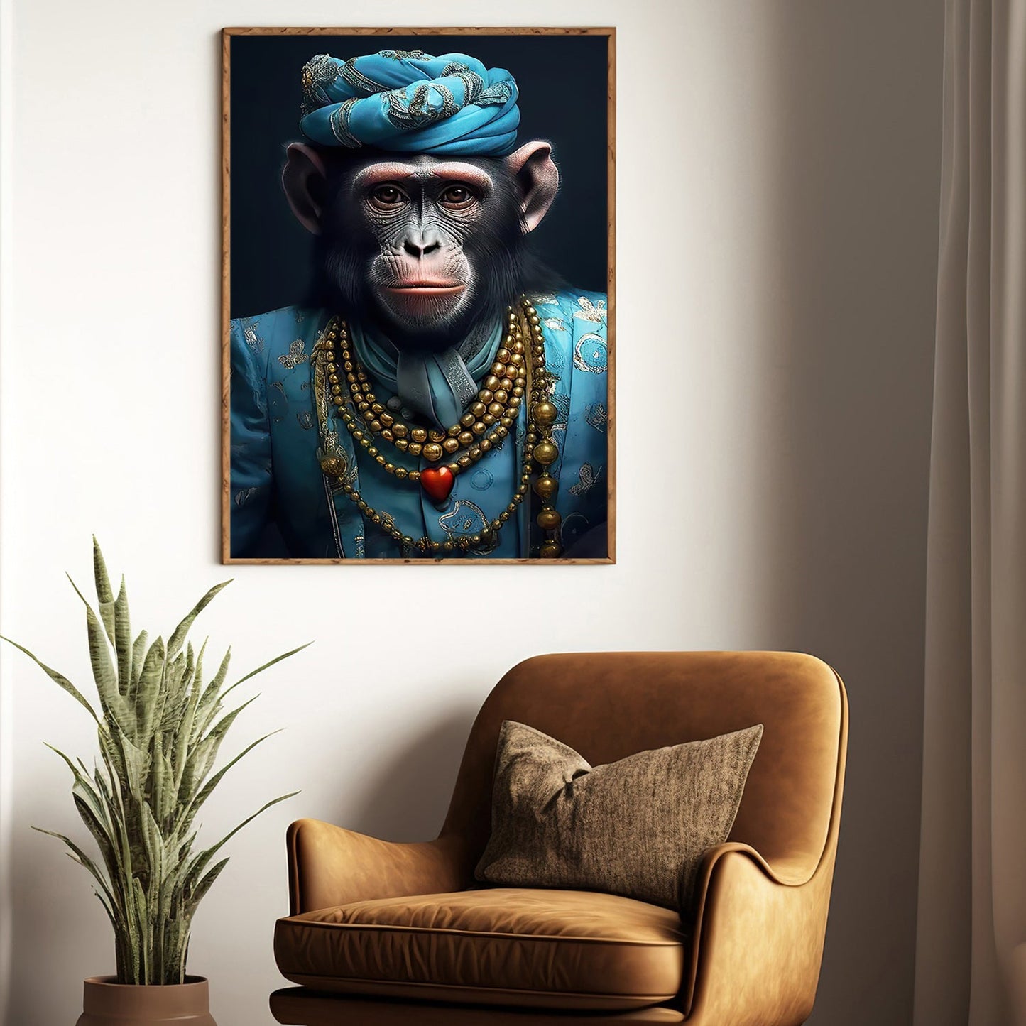 Gentleman Monkey King With Crown, Victorian Monkey Canvas Painting, Victorian Animal Wall Art Decor - Poster Gift For Monkey Lovers