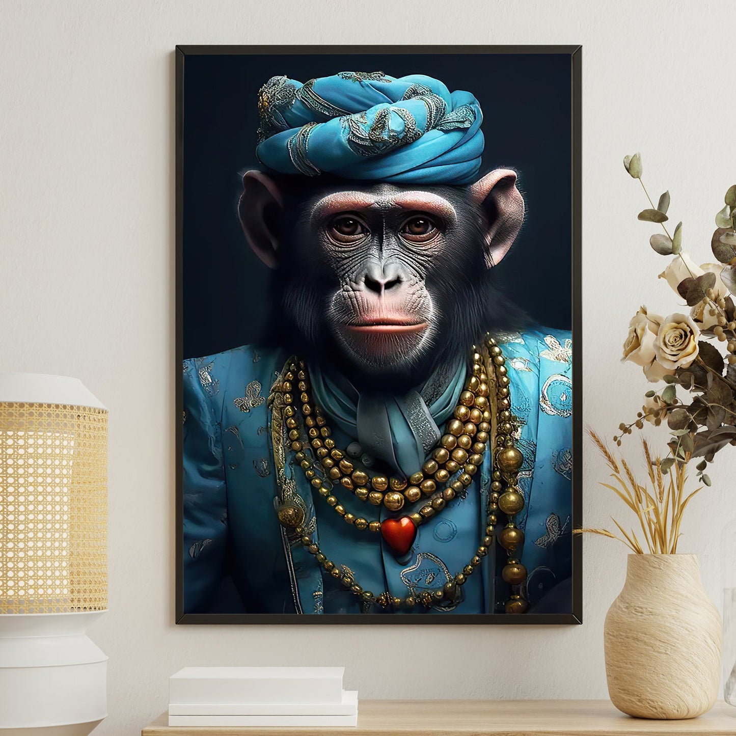 Gentleman Monkey King With Crown, Victorian Monkey Canvas Painting, Victorian Animal Wall Art Decor - Poster Gift For Monkey Lovers