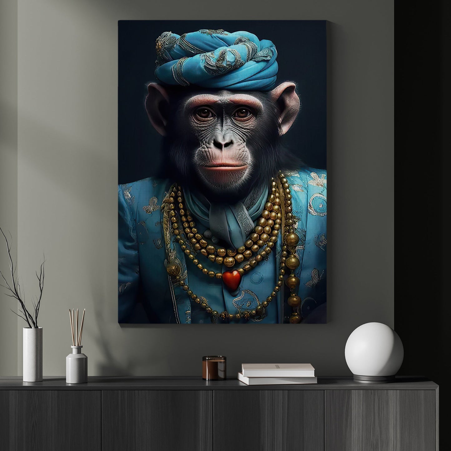 Gentleman Monkey King With Crown, Victorian Monkey Canvas Painting, Victorian Animal Wall Art Decor - Poster Gift For Monkey Lovers