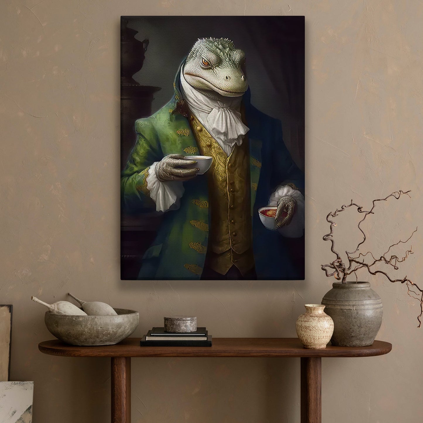 Victorian Crocodile Cheer Up, Crocodile Canvas Painting, Victorian Animal Wall Art Decor - Crocodile Poster Gift