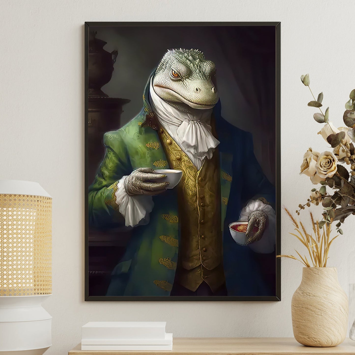 Victorian Crocodile Cheer Up, Crocodile Canvas Painting, Victorian Animal Wall Art Decor - Crocodile Poster Gift