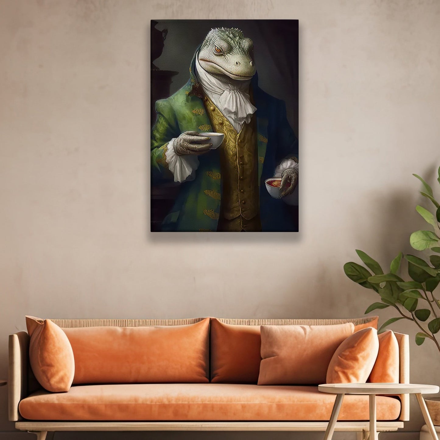 Victorian Crocodile Cheer Up, Crocodile Canvas Painting, Victorian Animal Wall Art Decor - Crocodile Poster Gift