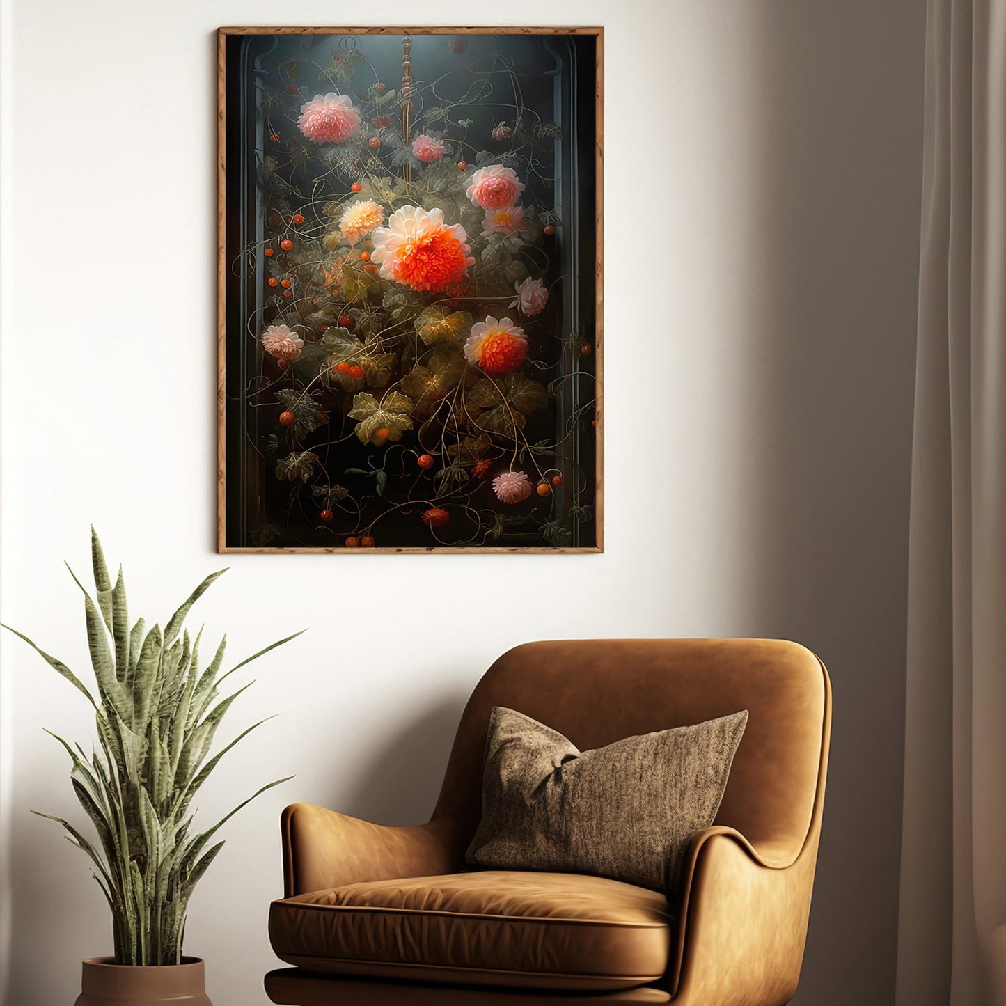 A Symphony Of Blossoms In Moonlight, Flowers Canvas Painting, Wall Art Decor - Poster Gift For Flower Lovers