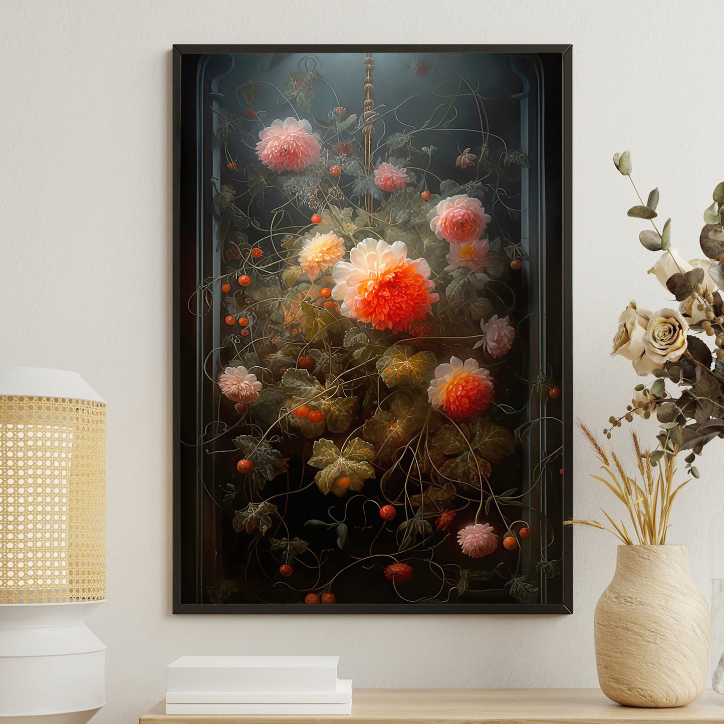 A Symphony Of Blossoms In Moonlight, Flowers Canvas Painting, Wall Art Decor - Poster Gift For Flower Lovers