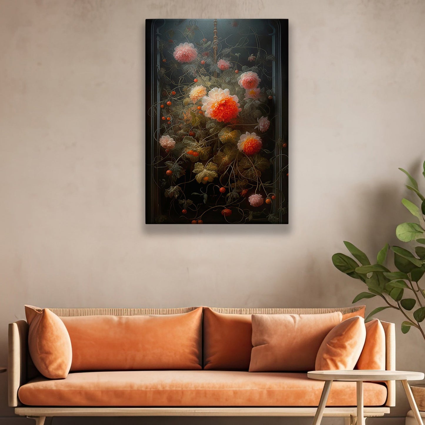 A Symphony Of Blossoms In Moonlight, Flowers Canvas Painting, Wall Art Decor - Poster Gift For Flower Lovers