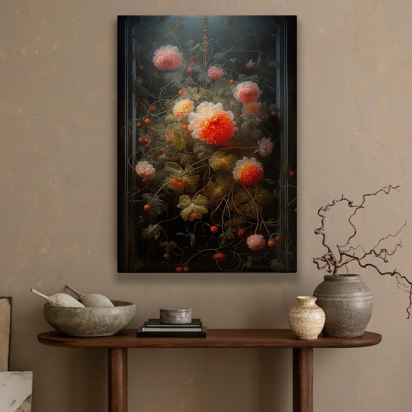 A Symphony Of Blossoms In Moonlight, Flowers Canvas Painting, Wall Art Decor - Poster Gift For Flower Lovers