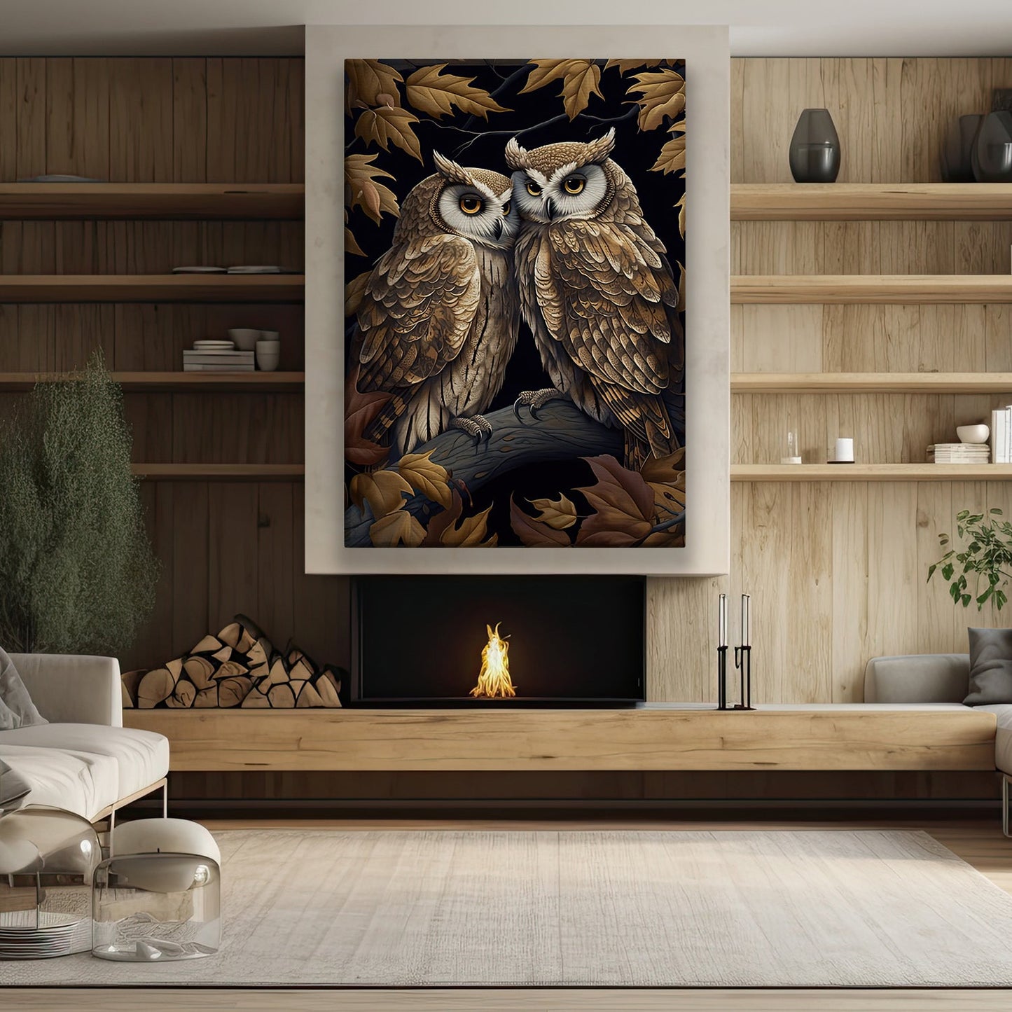 Couple Owls Alway Together, Owl Canvas Painting, Wall Art Decor - Poster Gift For Owl Lovers