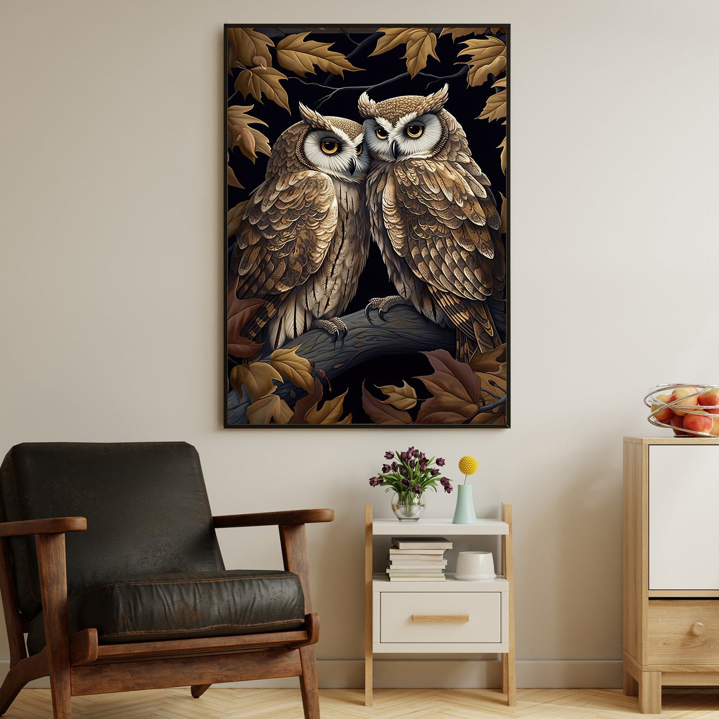 Couple Owls Alway Together, Owl Canvas Painting, Wall Art Decor - Poster Gift For Owl Lovers