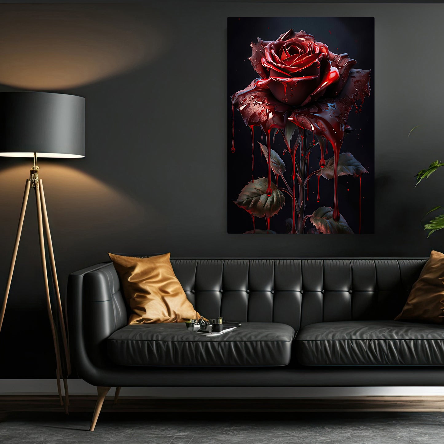 The Bleeding Rose Canvas Painting, Modern Wall Art Decor, Poster Gift For Rose Lovers