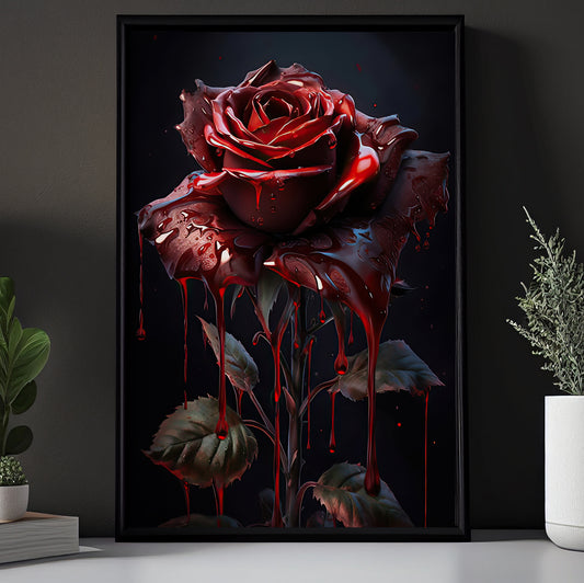 The Bleeding Rose Canvas Painting, Modern Wall Art Decor, Poster Gift For Rose Lovers