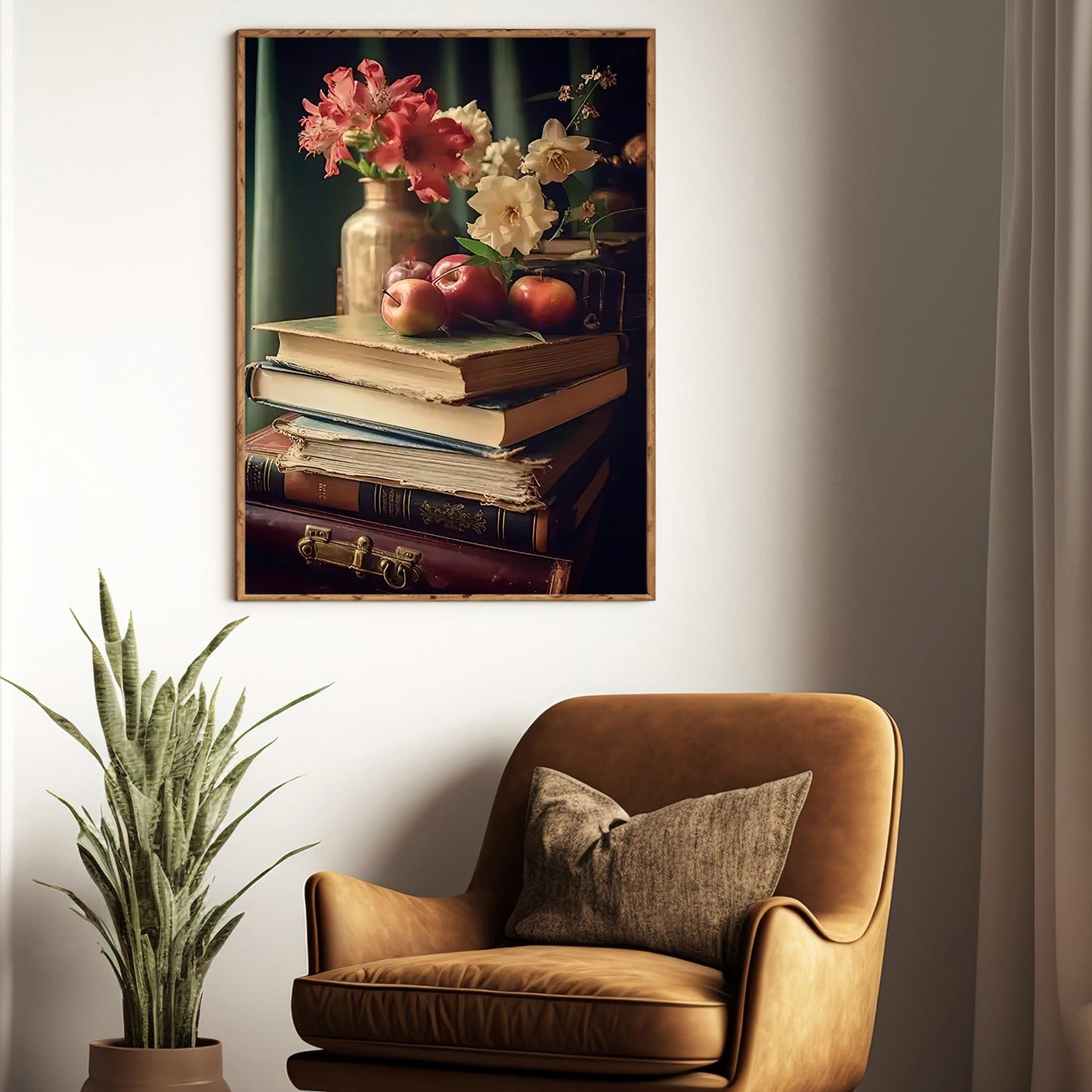 Vase Of Flowers Book Hanging In Room, Book Canvas Painting, Wall Art Decor - Poster Gift For Book Lovers