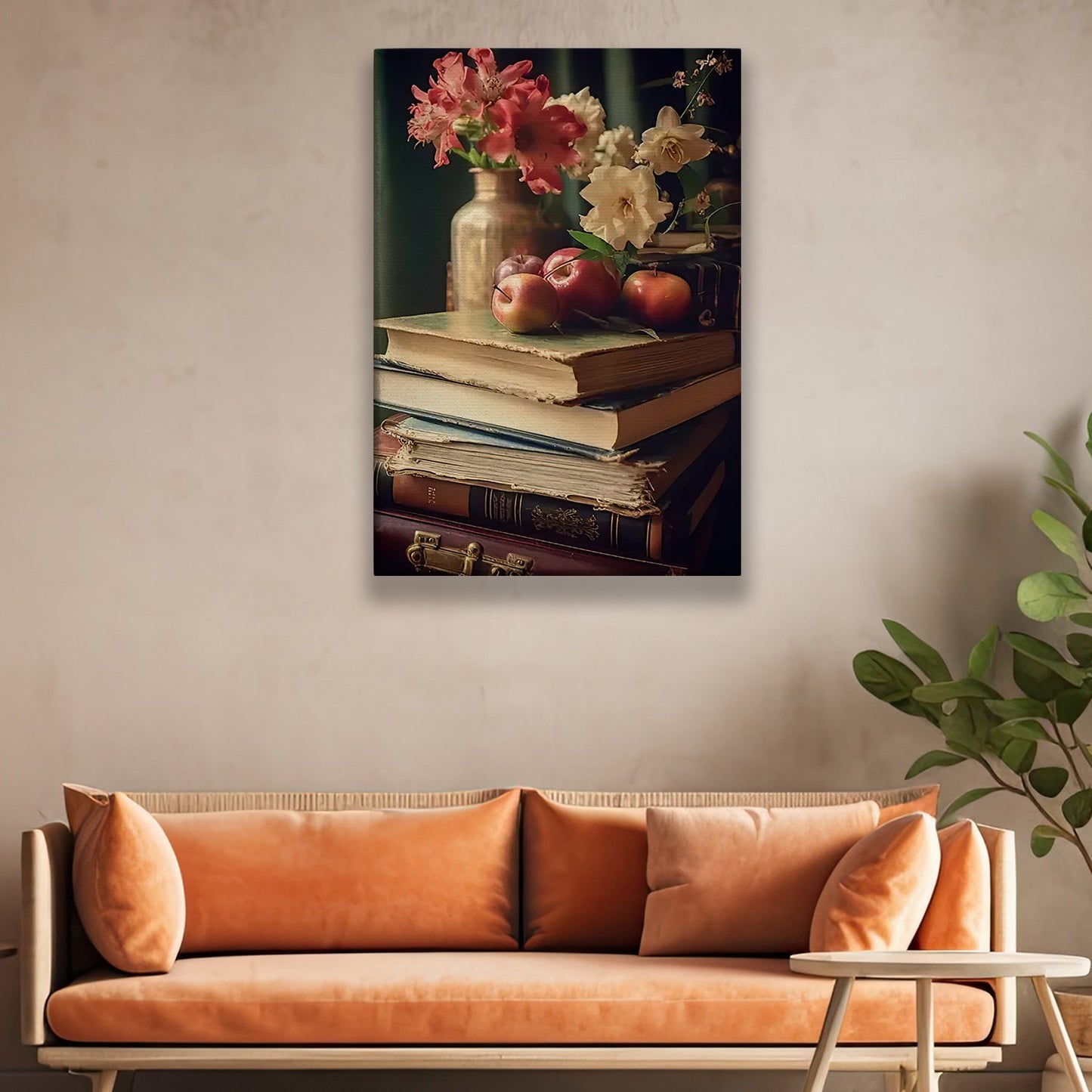 Vase Of Flowers Book Hanging In Room, Book Canvas Painting, Wall Art Decor - Poster Gift For Book Lovers