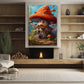 Fairy Tale Mushroom House, Mushroom Canvas Painting, Wall Art Decor - Mushroom Poster Gift