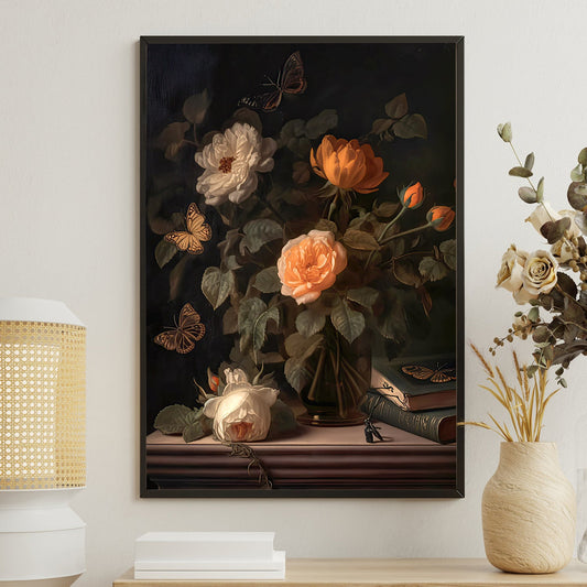 Vintage Garden Flowers, Flowers Canvas Painting, Wall Art Decor - Poster Gift For Flower Lovers