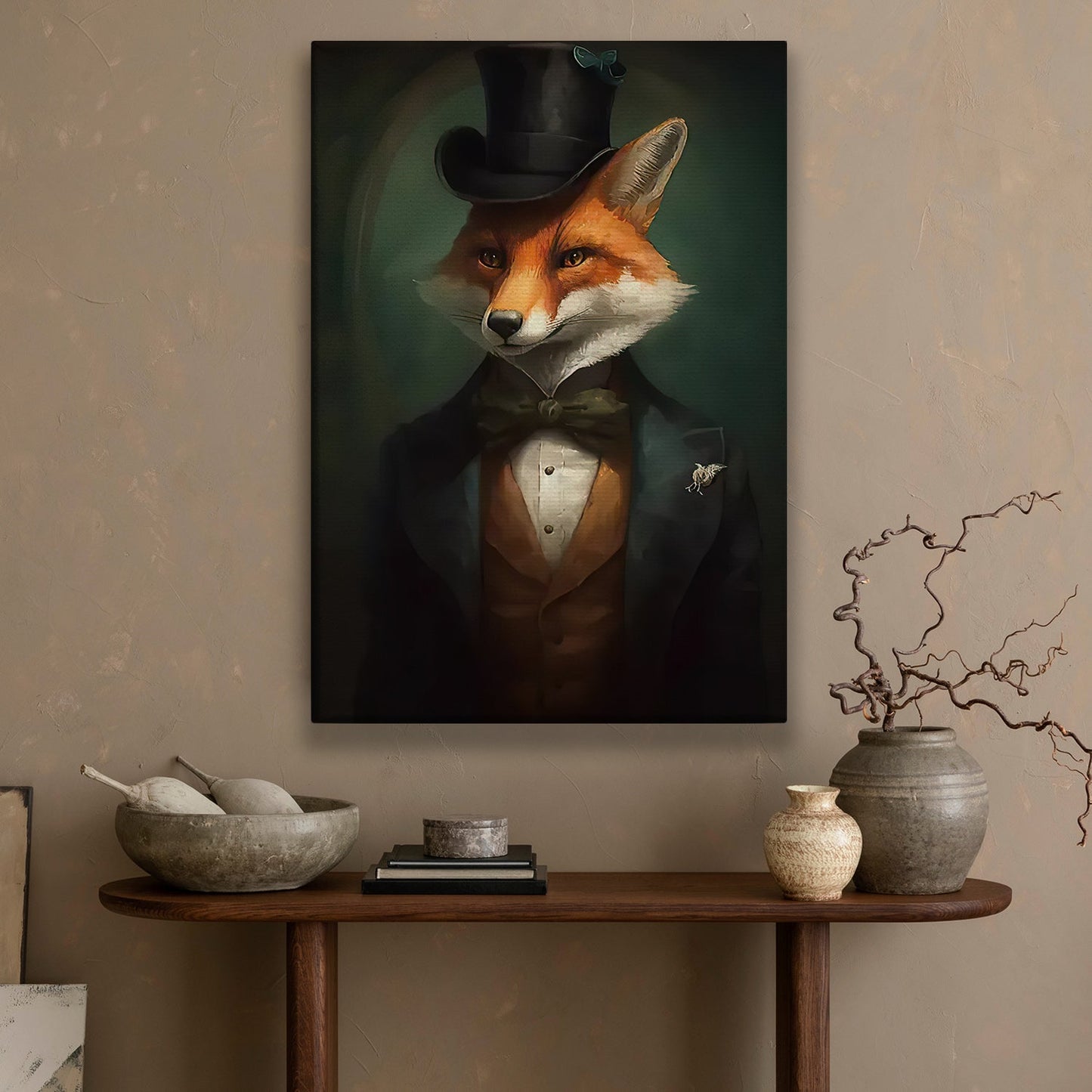 Victorian Fox In Suit Vest And Hat, Fox Canvas Painting, Wall Art Decor - Poster Gift For Fox Lovers