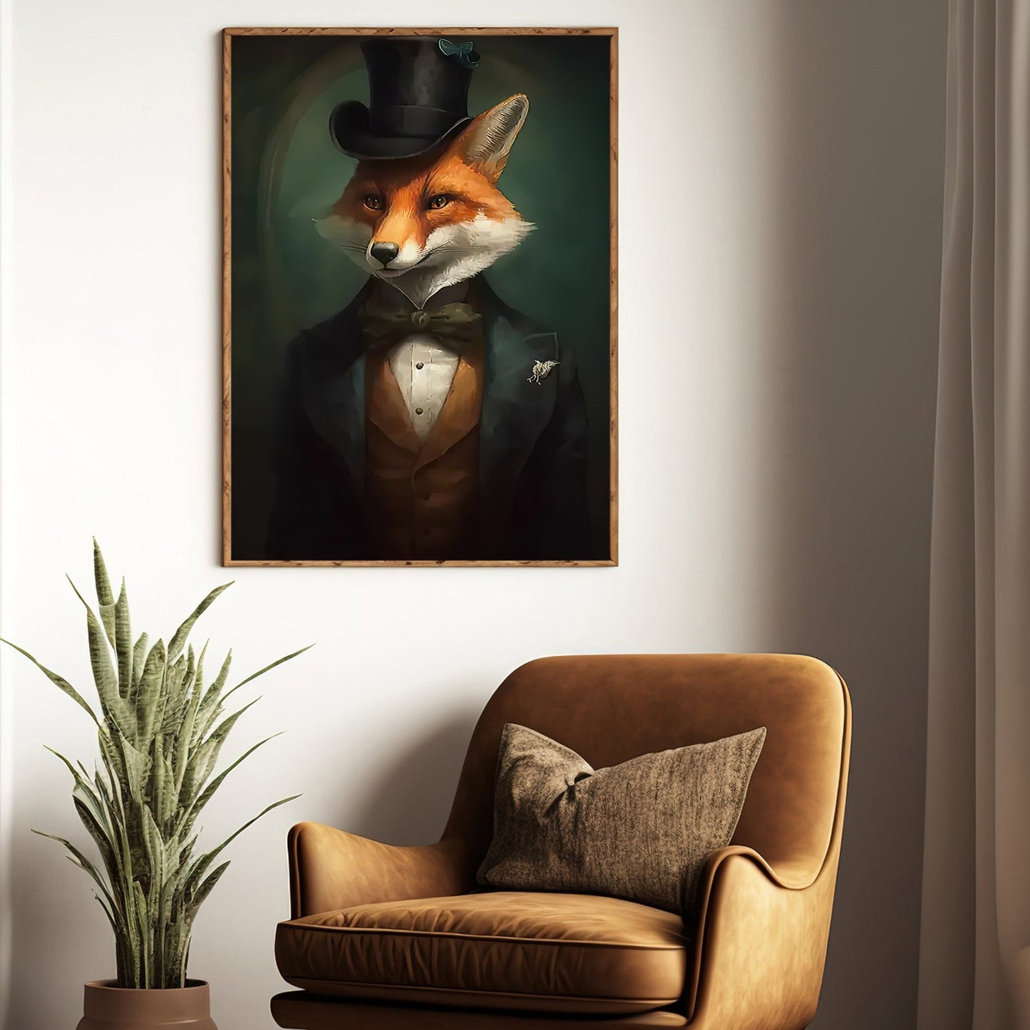 Victorian Fox In Suit Vest And Hat, Fox Canvas Painting, Wall Art Decor - Poster Gift For Fox Lovers