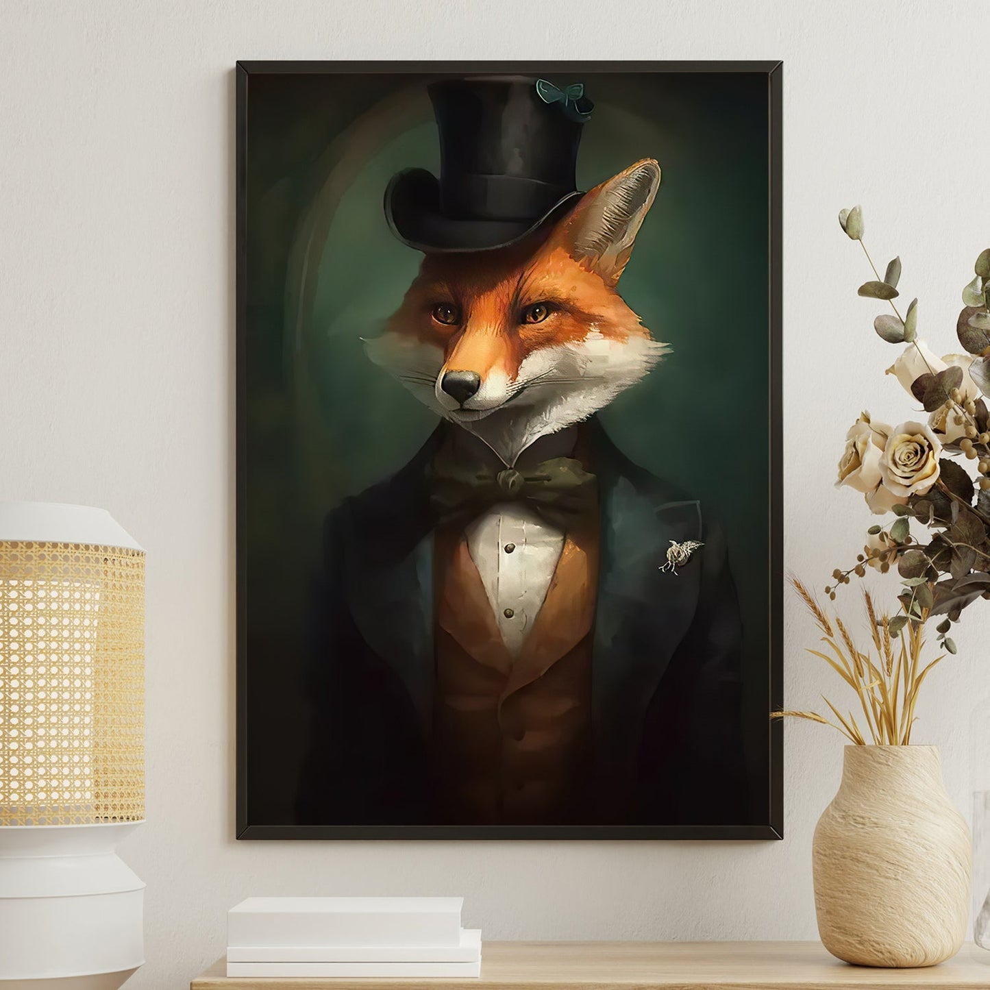 Victorian Fox In Suit Vest And Hat, Fox Canvas Painting, Wall Art Decor - Poster Gift For Fox Lovers