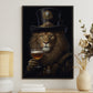 Regal Repose With A Toast of Elegance, Victorian Lion Canvas Painting, Wall Art Decor - Poster Gift For Lion Lovers