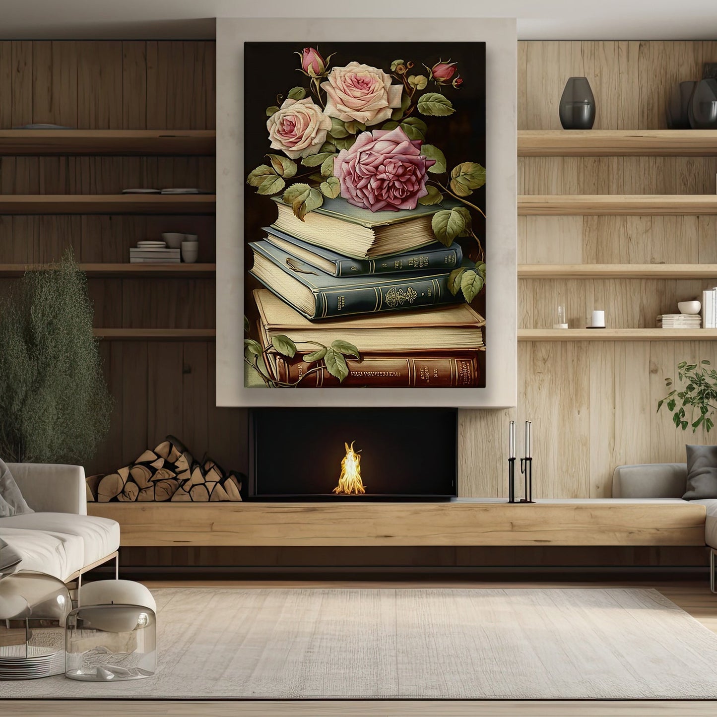 Blossoms Of Wisdom, Book Canvas Painting, Wall Art Decor - Poster Gift For Book Lovers