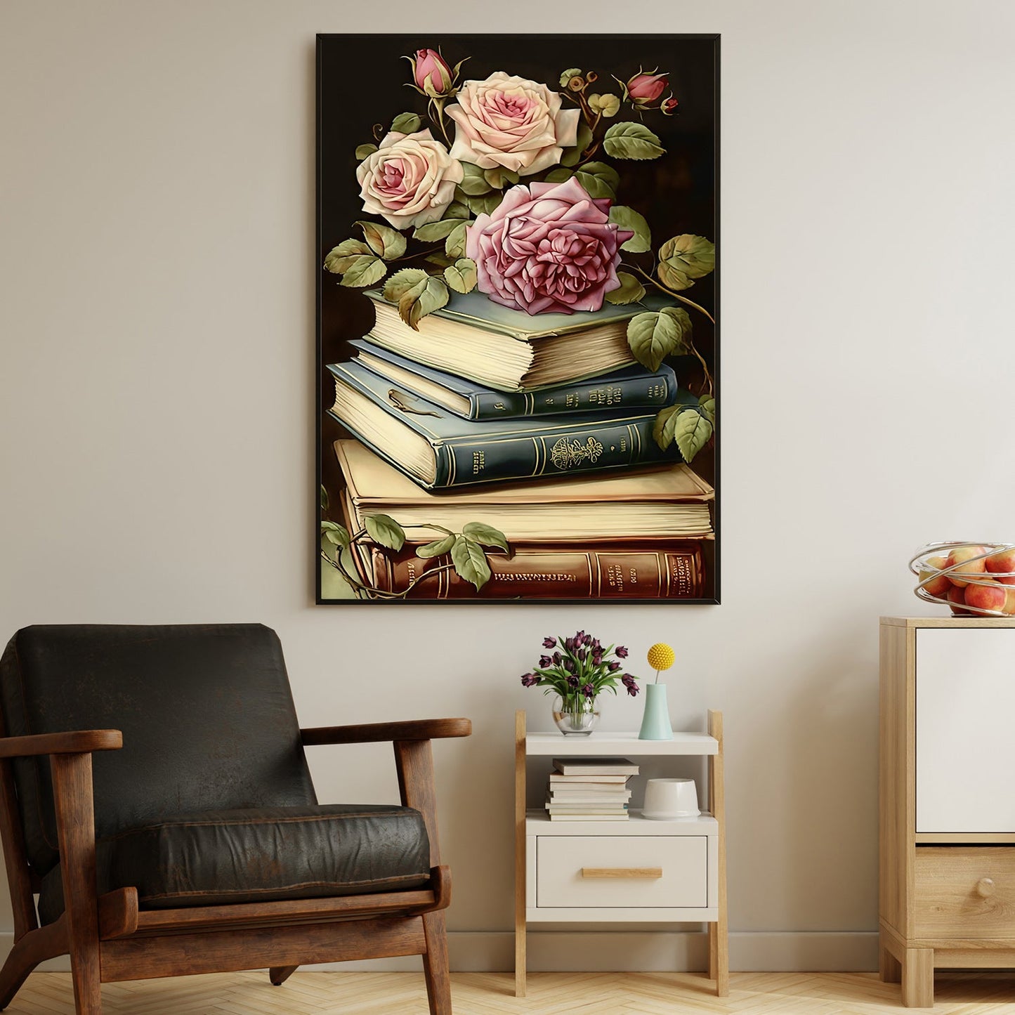 Blossoms Of Wisdom, Book Canvas Painting, Wall Art Decor - Poster Gift For Book Lovers