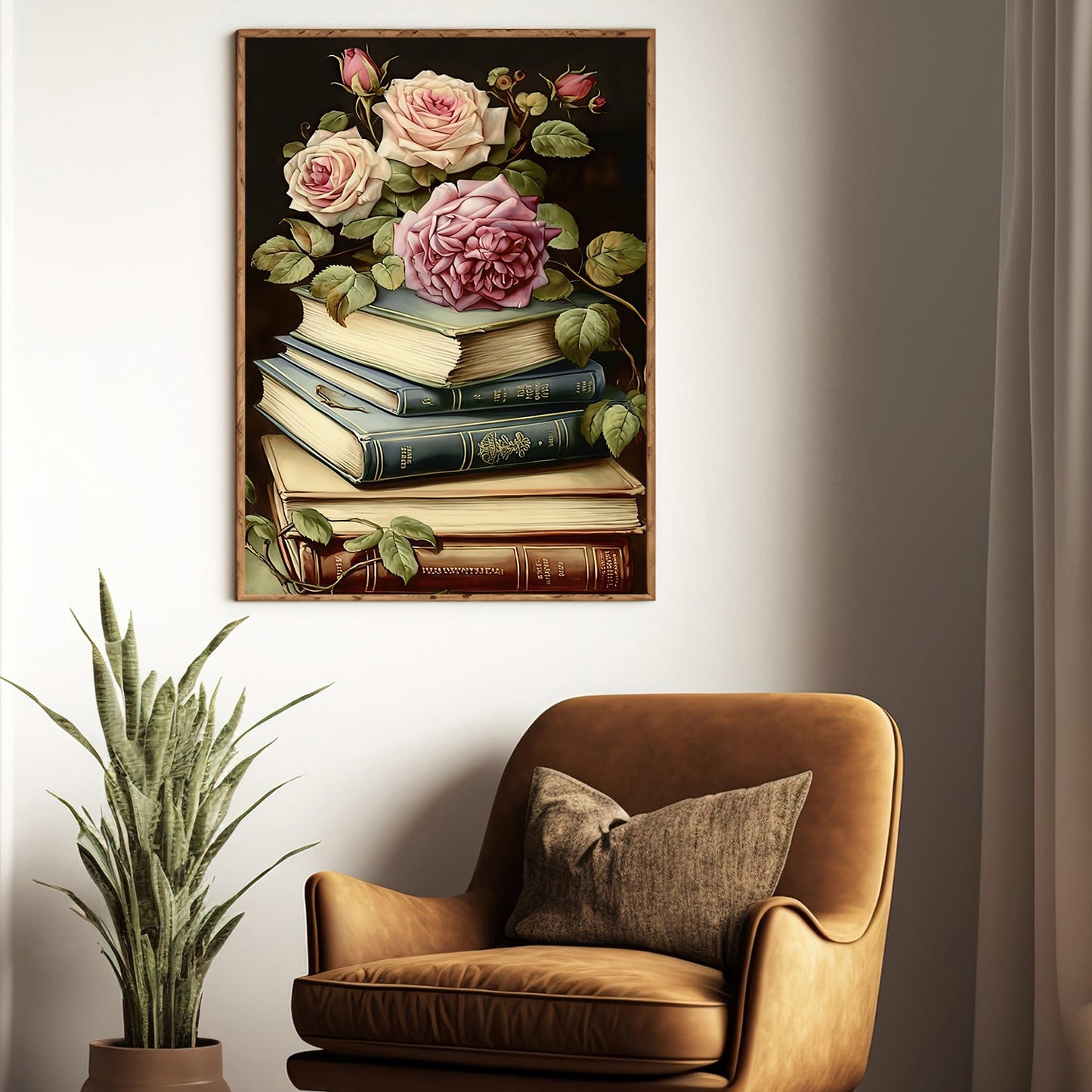 Blossoms Of Wisdom, Book Canvas Painting, Wall Art Decor - Poster Gift For Book Lovers