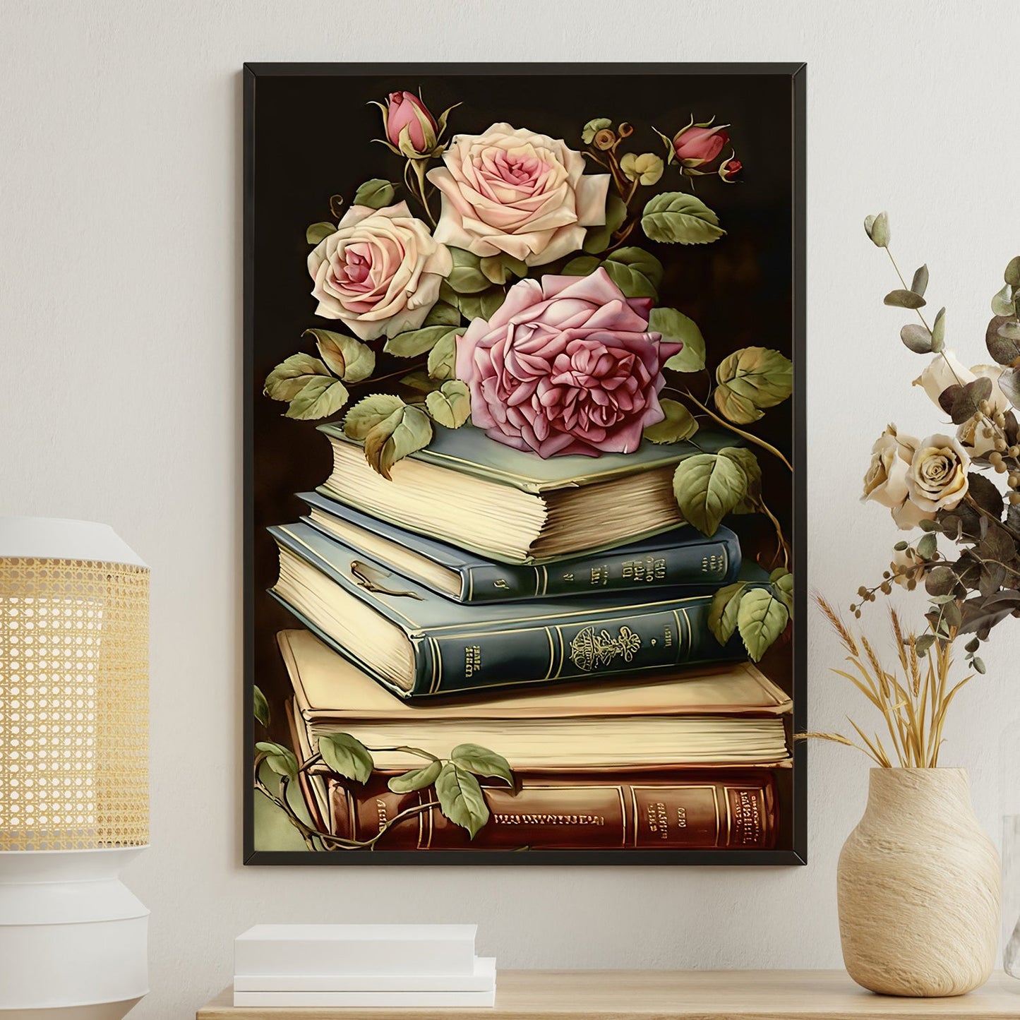 Blossoms Of Wisdom, Book Canvas Painting, Wall Art Decor - Poster Gift For Book Lovers