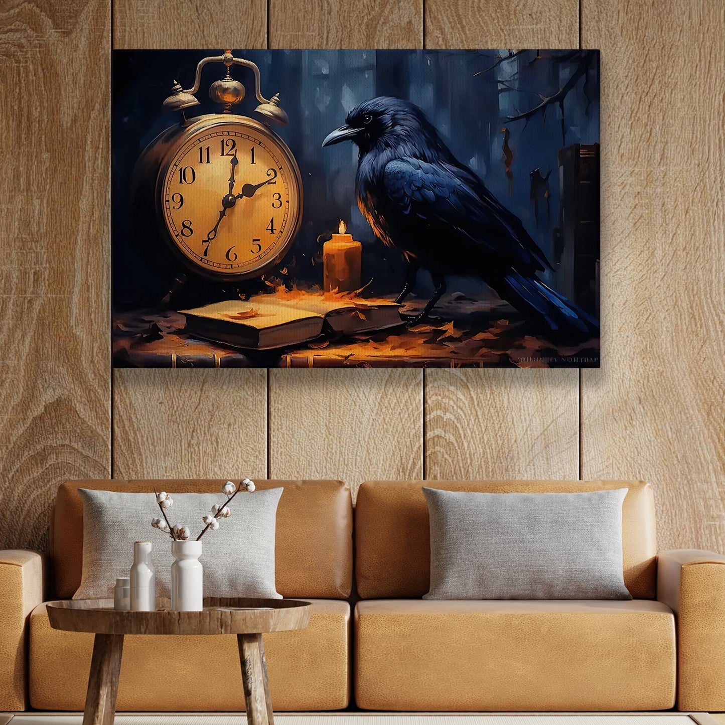 A Raven's Timeless Vigil, Black Raven Canvas Painting, Wall Art Decor - Raven Poster Gift