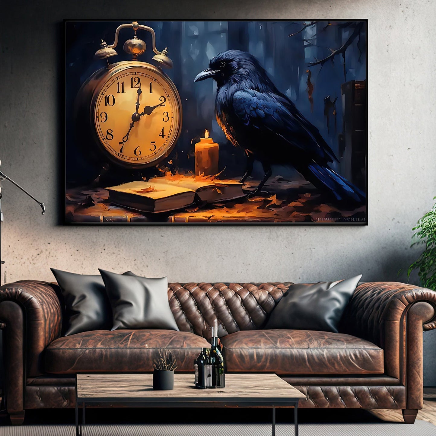 A Raven's Timeless Vigil, Black Raven Canvas Painting, Wall Art Decor - Raven Poster Gift