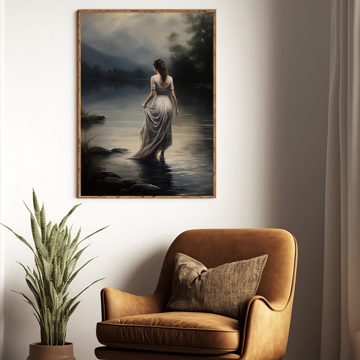 Twilight Whispers By the Riverside, Victorian Princess Canvas Painting, Wall Art Decor - Princess Poster Gift