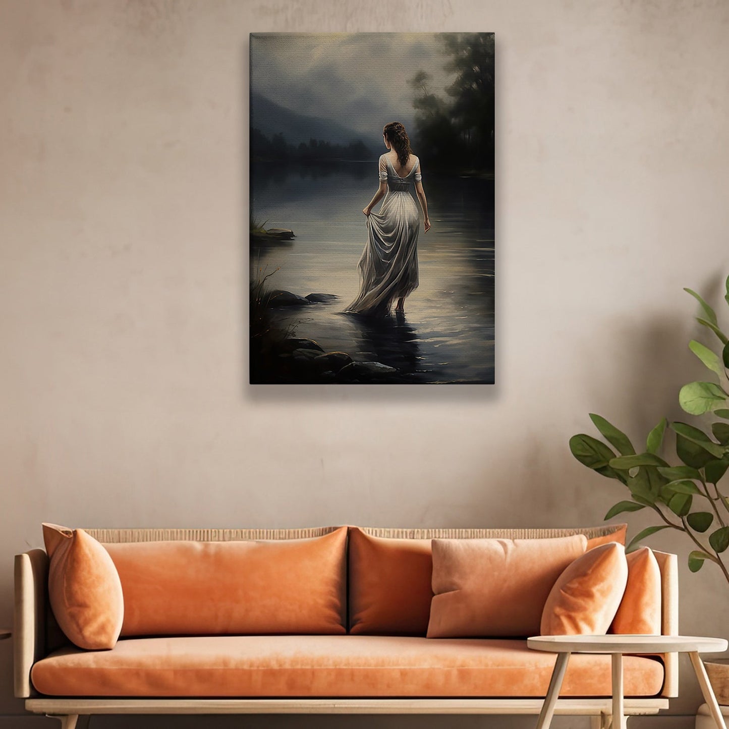 Twilight Whispers By the Riverside, Victorian Princess Canvas Painting, Wall Art Decor - Princess Poster Gift