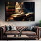 An Evening Of Feline Literature, Baby Cat Canvas Painting, Wall Art Decor - Poster Gift For Cat Lovers