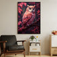 The Owl and the Leaves, Owl Canvas Painting, Forest Wall Art Decor - Poster Gift For Owl Lovers