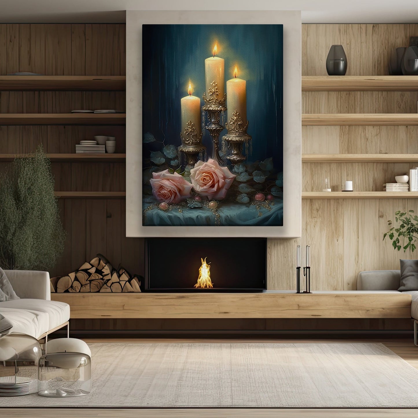Eternal Glow, Modern Flower Canvas Painting, Wall Art Decor, Poster Gift For Roses Lovers