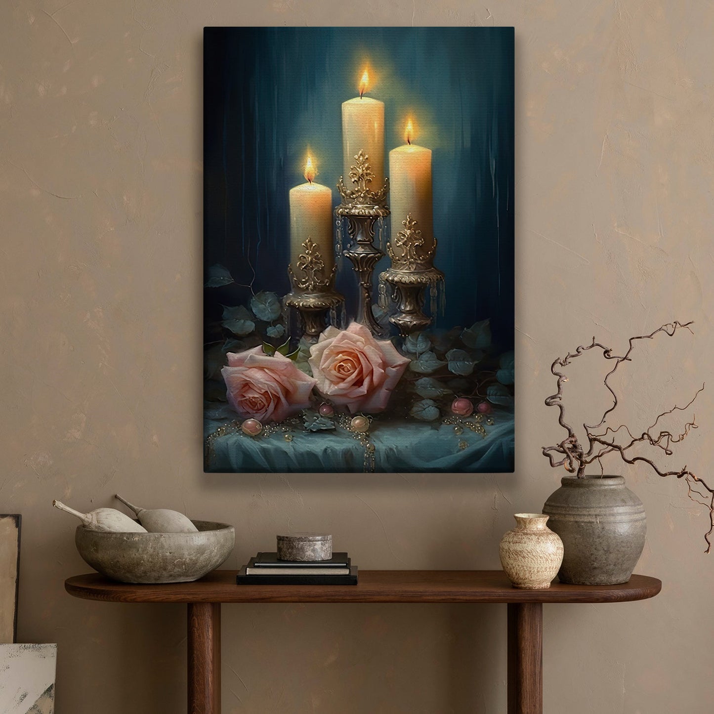 Eternal Glow, Modern Flower Canvas Painting, Wall Art Decor, Poster Gift For Roses Lovers