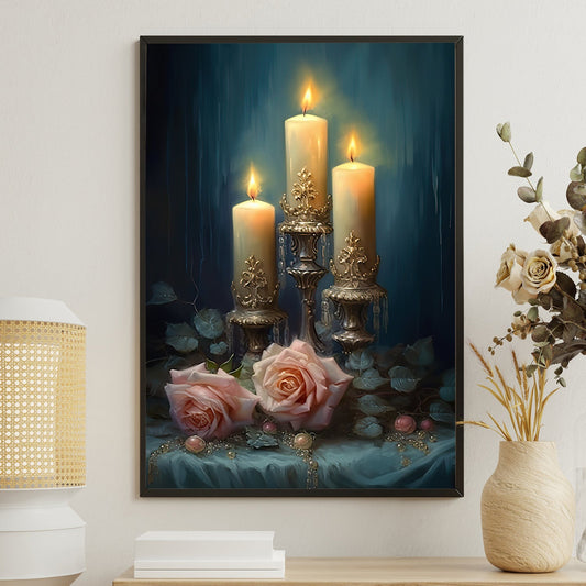 Eternal Glow, Modern Flower Canvas Painting, Wall Art Decor, Poster Gift For Roses Lovers