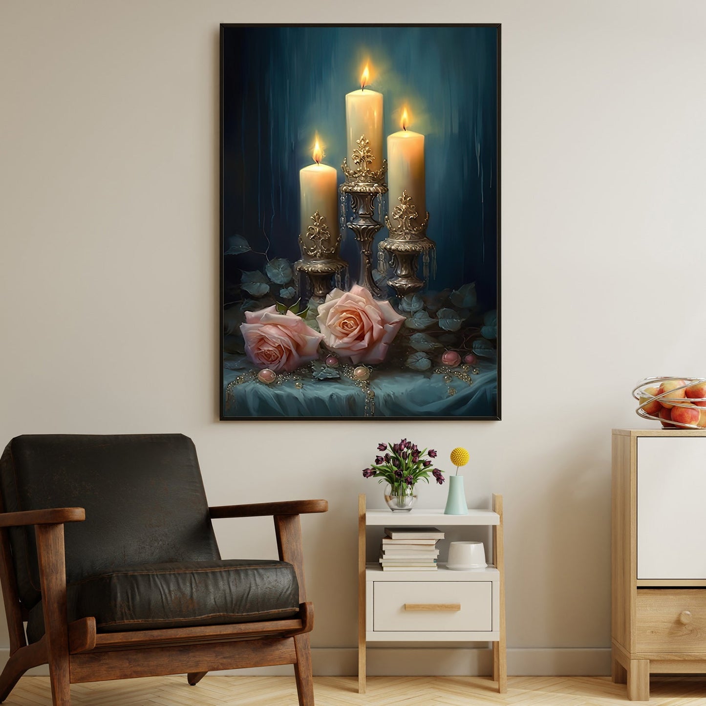Eternal Glow, Modern Flower Canvas Painting, Wall Art Decor, Poster Gift For Roses Lovers