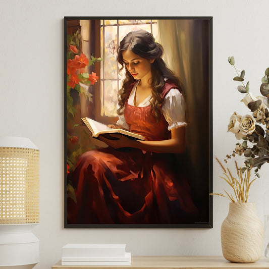 Scholarly Solitude, Victorian Book Canvas Painting, Peaceful Wall Art Decor, Poster Gift For Reading Lovers